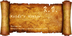 Kolár Viktor névjegykártya